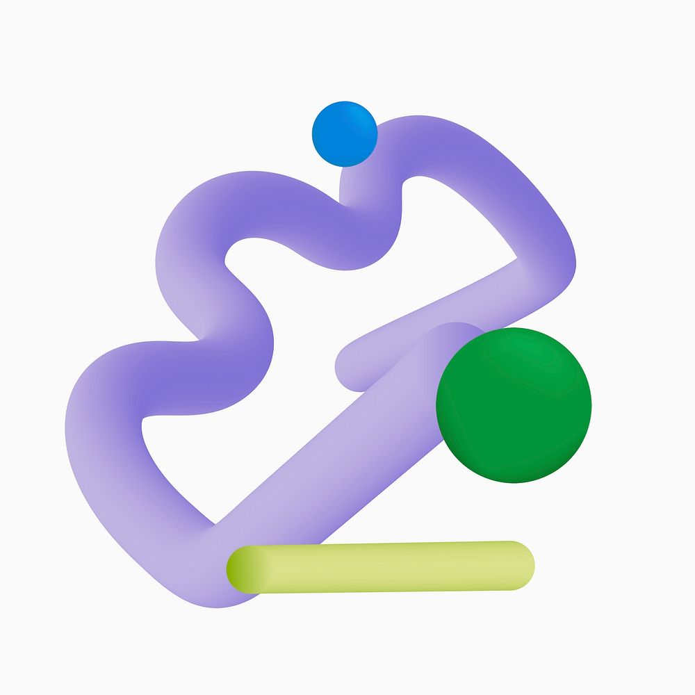 3D render squiggle, funky abstract design 