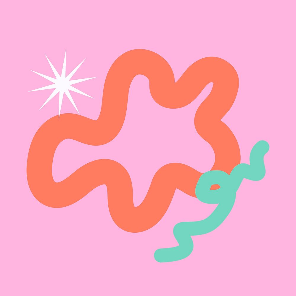 Pink squiggle shape logo element psd