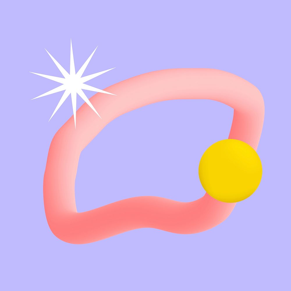 Pink 3D squiggle shape logo element psd