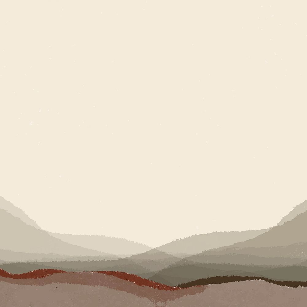 Cream mountain border background, nature landscape border vector