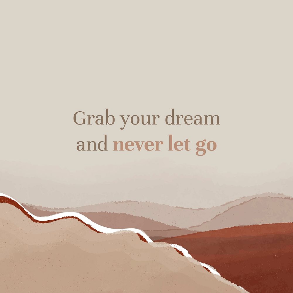 Mountains social media post template, aesthetic quote vector