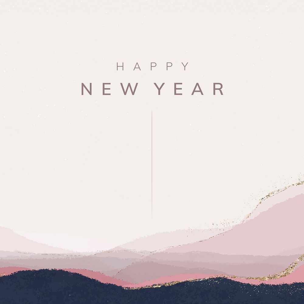 Happy new year festive template, festive glittery Instagram greeting post vector
