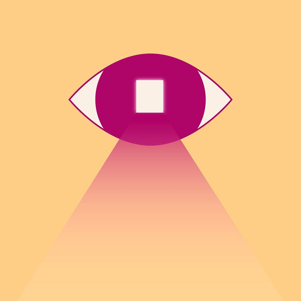 Cute background, abstract eye, yellow design social media post vector