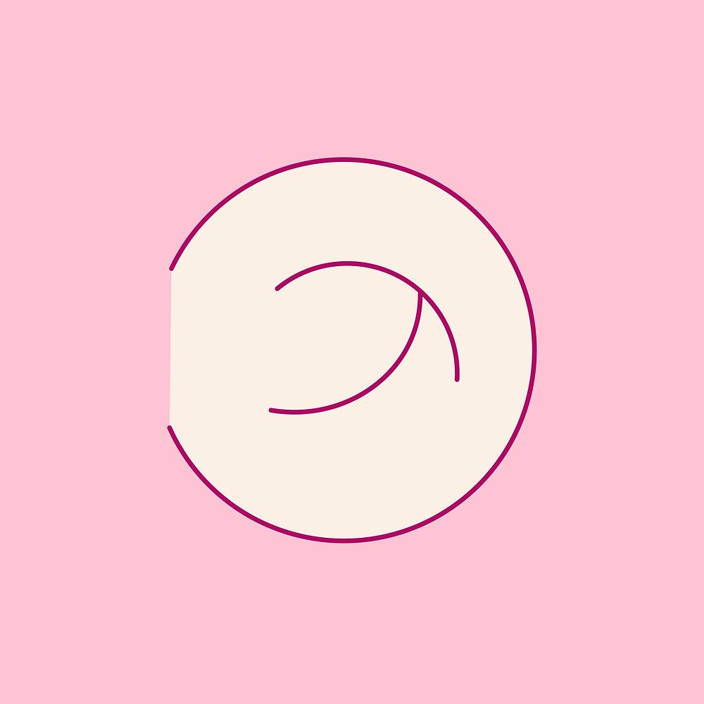 Cute round ear on pink background