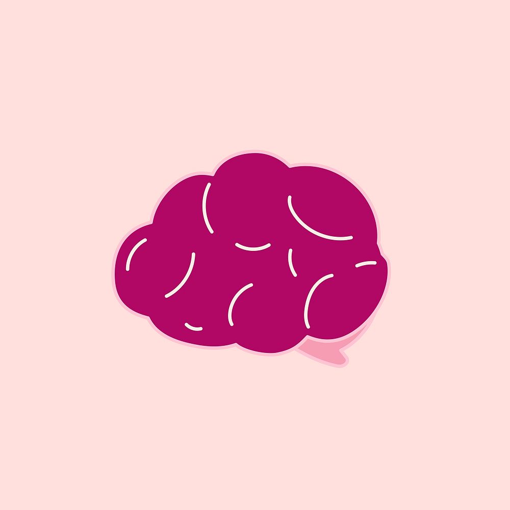 Pink brain shape collage element, icon flat graphics design psd