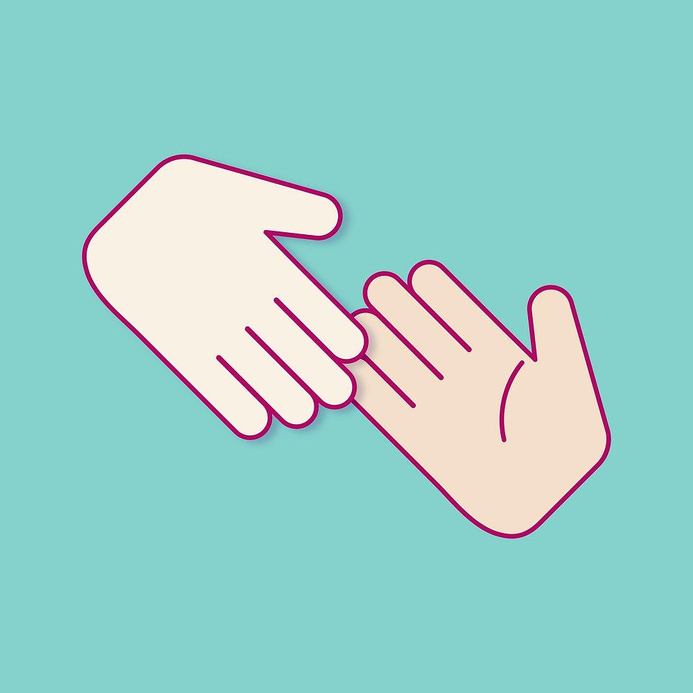 Touching hands shape collage element, flat graphics design psd