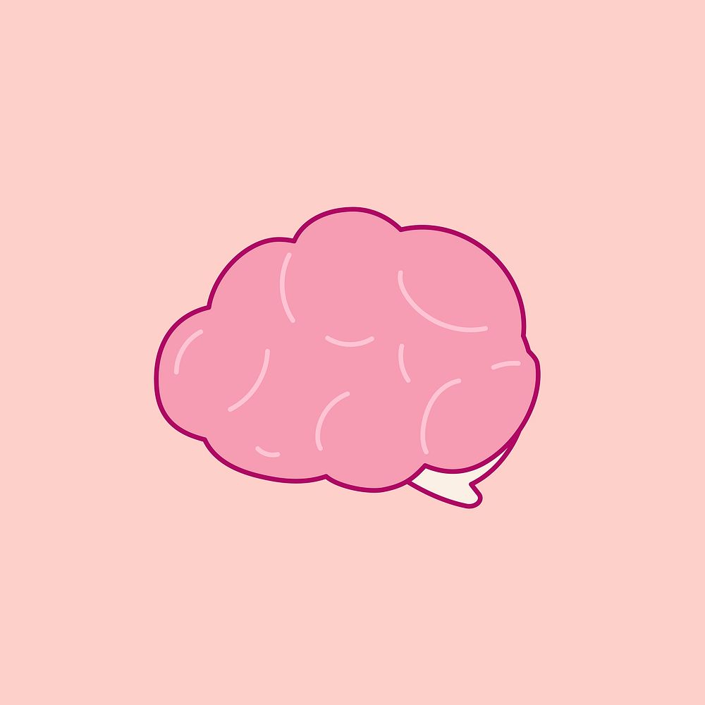 Cute pink brain on peach background