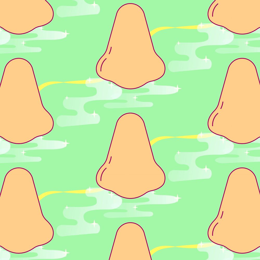 Nose pattern background, cute green seamless design social media post