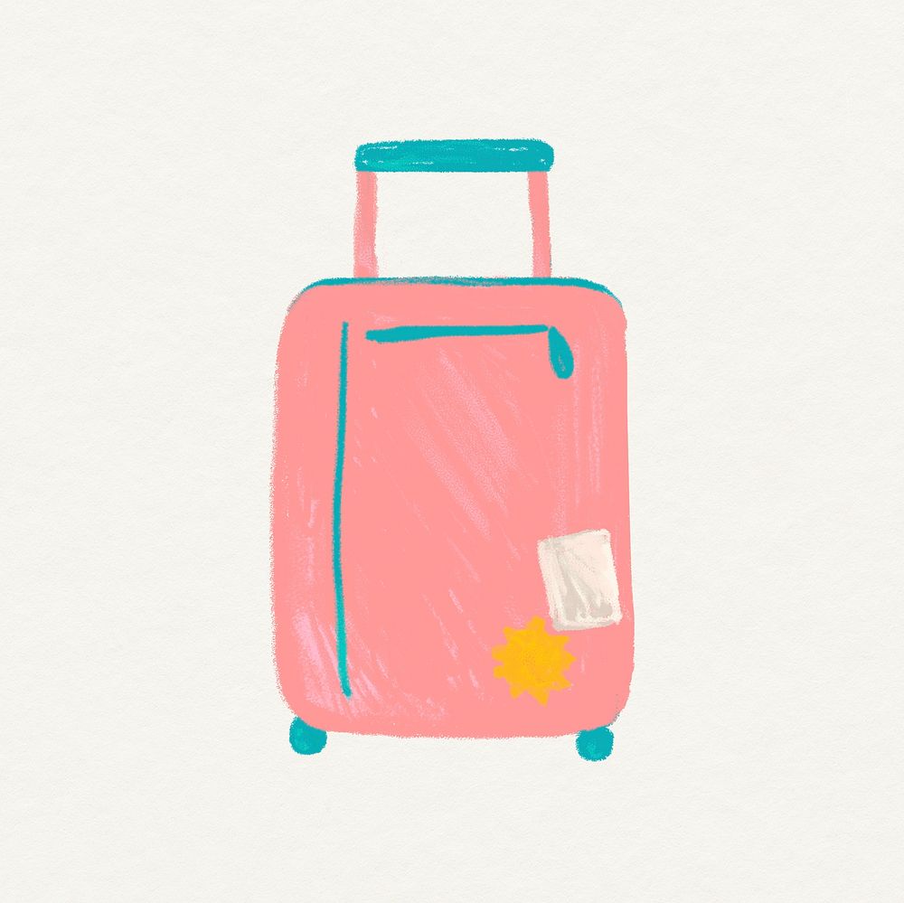 Luggage doodle design element, beige background