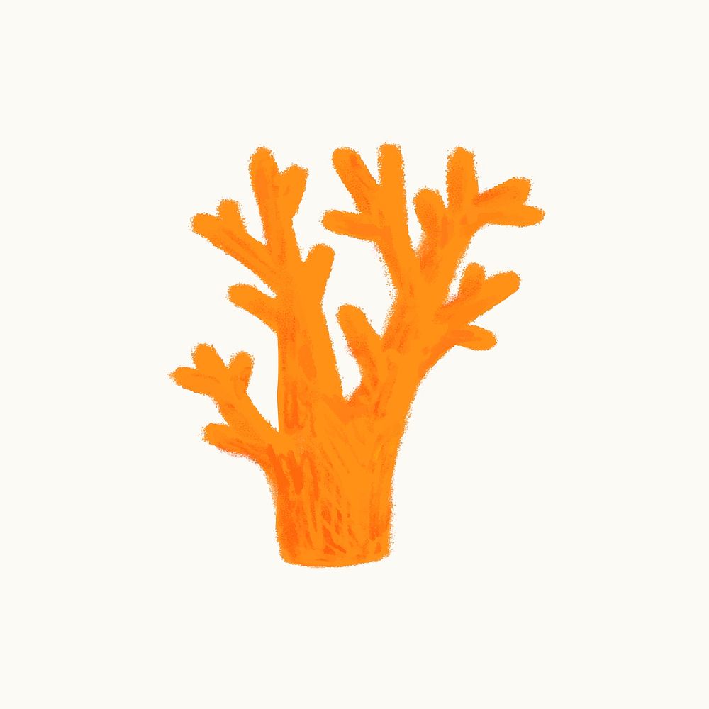 Coral doodle sticker, beige background vector