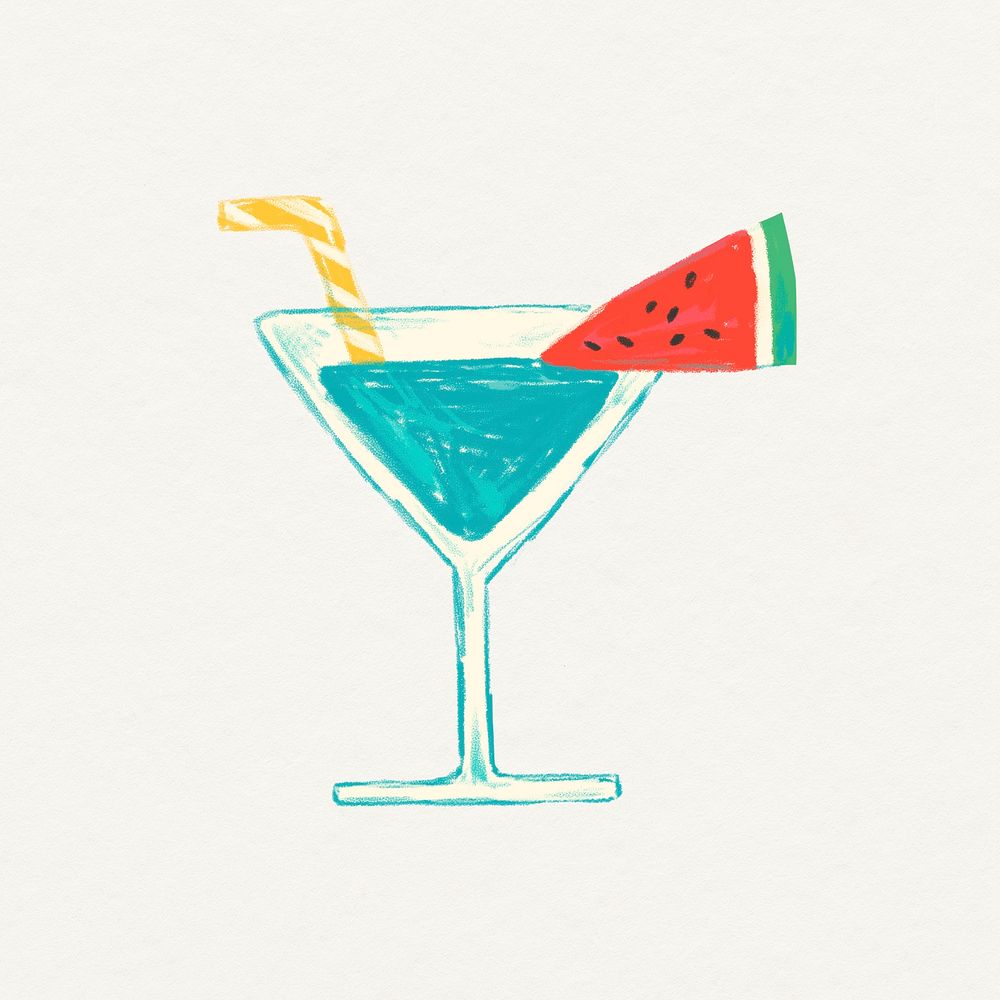 Mocktail doodle design element, beige background