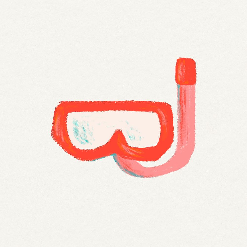Goggles doodle sticker, beige background in psd