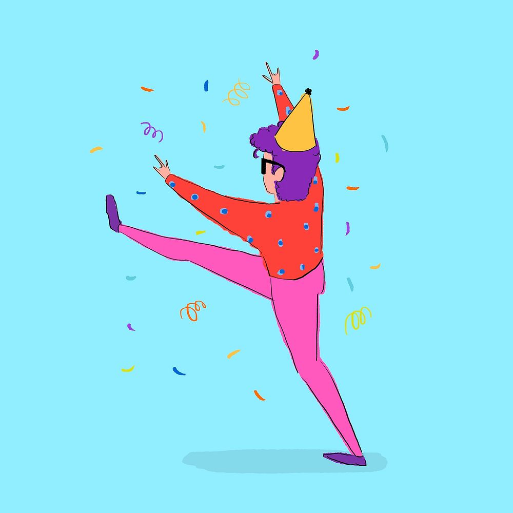 Dancing man, cute partying cartoon illustration