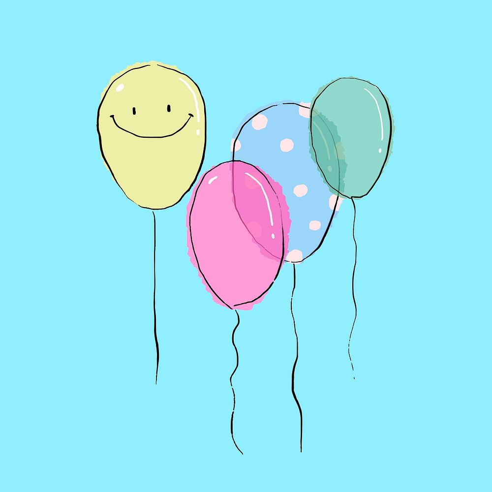 Bunch of balloons collage element, cute party sticker on blue background vector