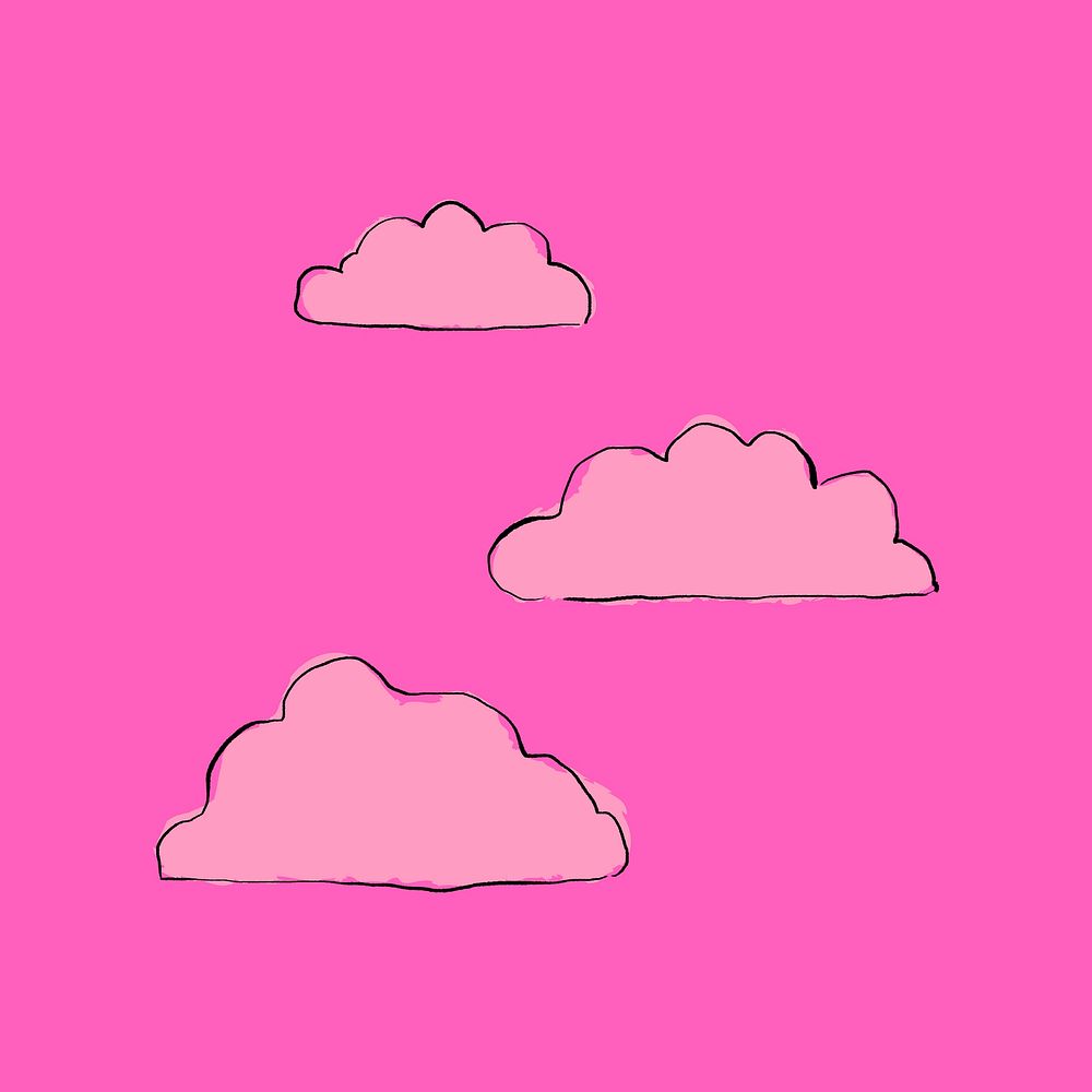 Cute pink cloud, cartoon drawing illustration