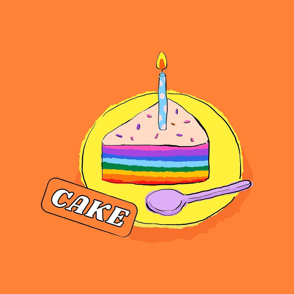 Cute birthday cake drawing illustration