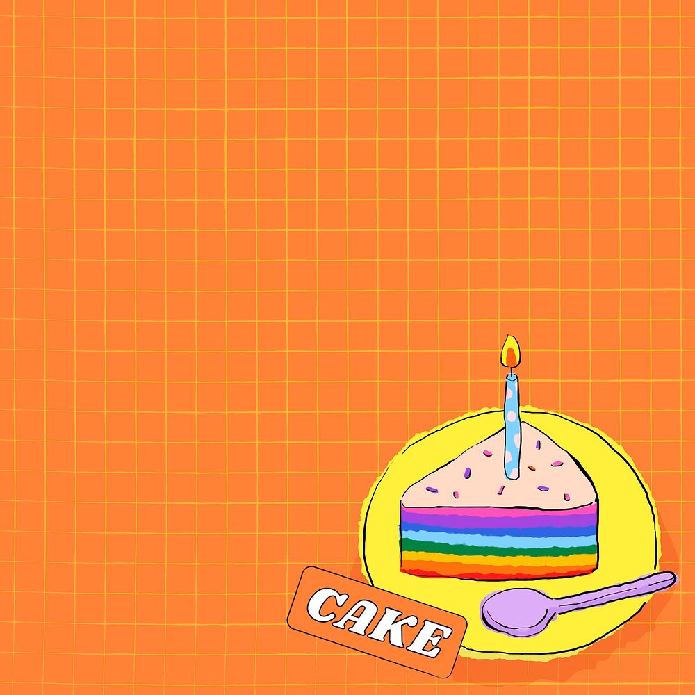 Cute border orange background with cake illustration for social media post vector