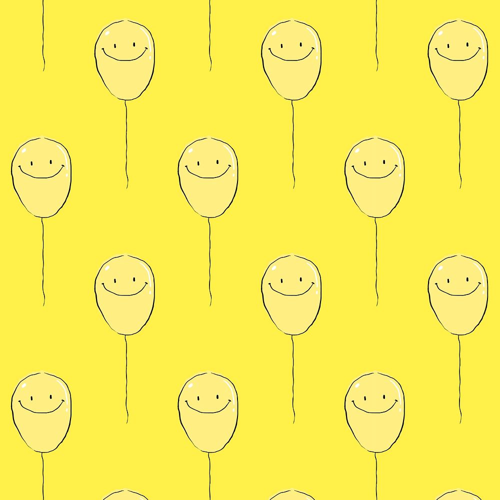 Yellow balloons pattern background, drawing illustration, seamless design