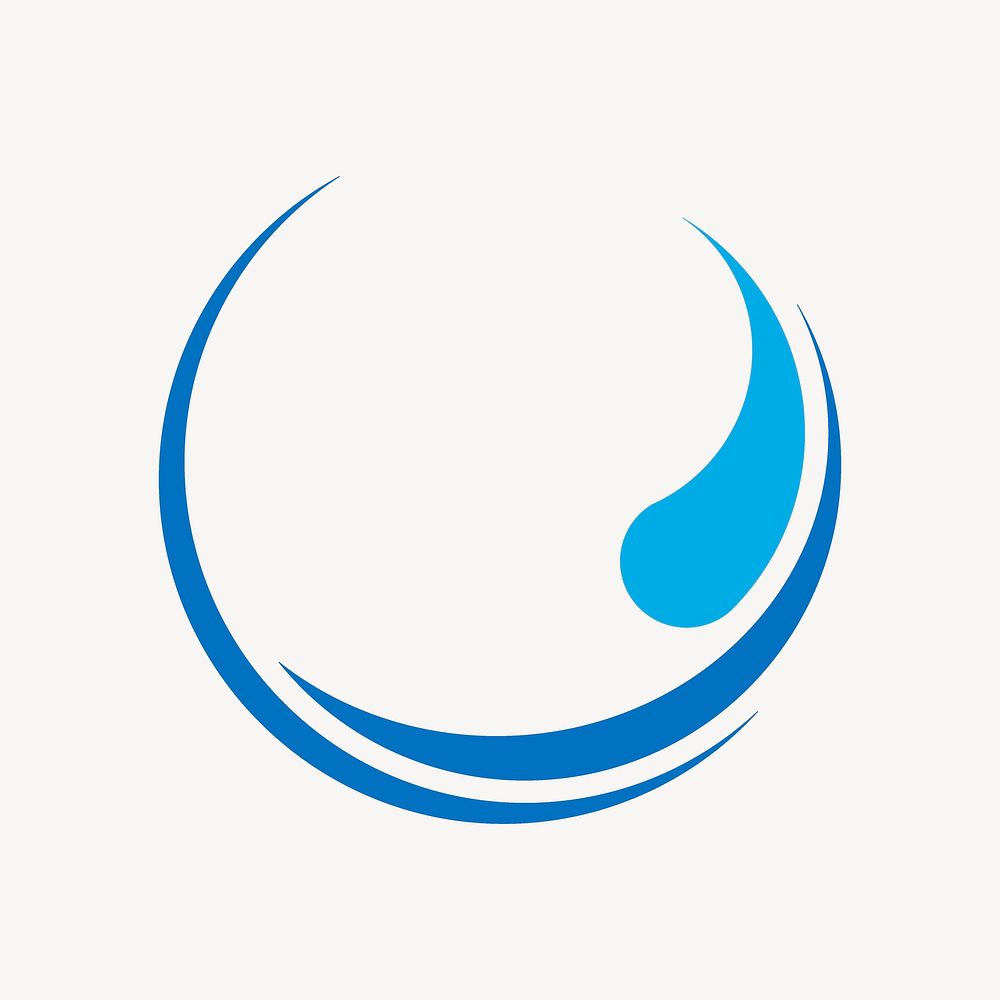 Wave logo element frame, circle modern flat graphic in blue