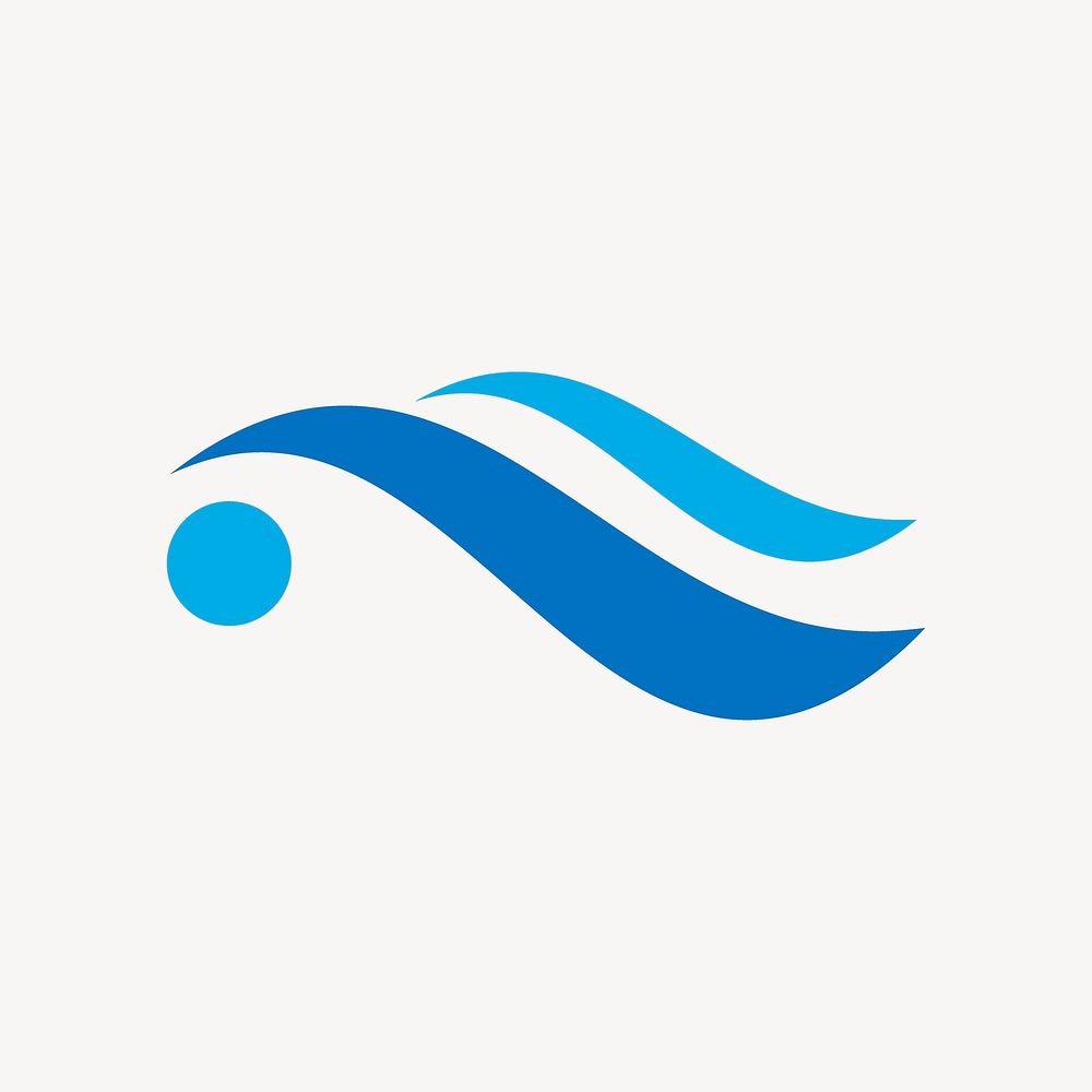 Ocean wave logo element sticker, flat graphic in blue