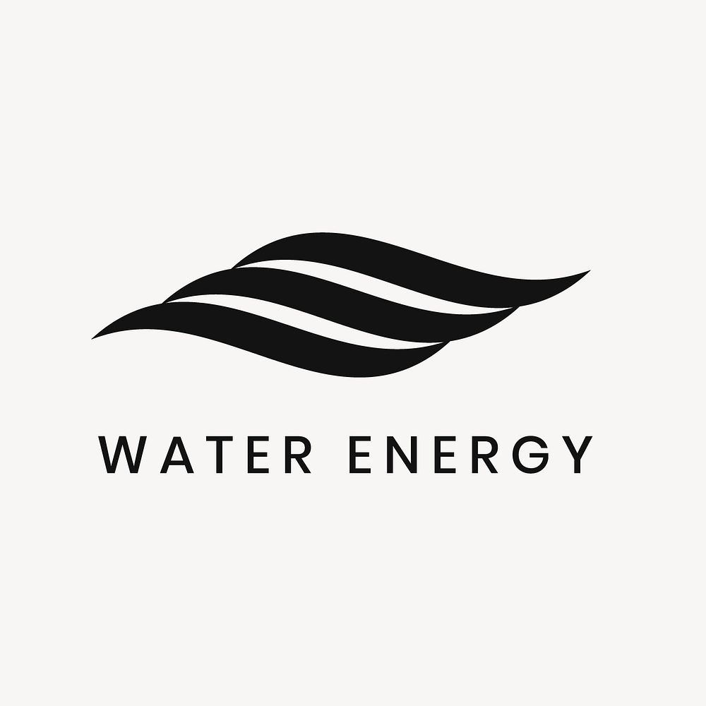Water energy logo template, environmental business, black design vector