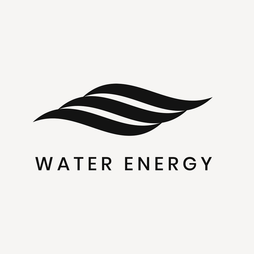 Water energy logo template, environmental business, black design psd