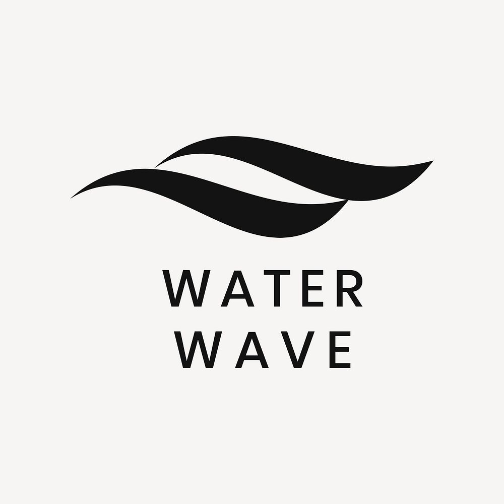 Water wave business logo template, simple flat design psd