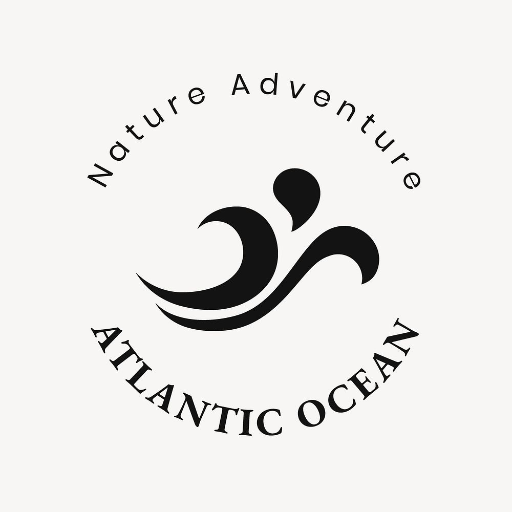 Atlantic ocean logo template, environmental business, black design vector