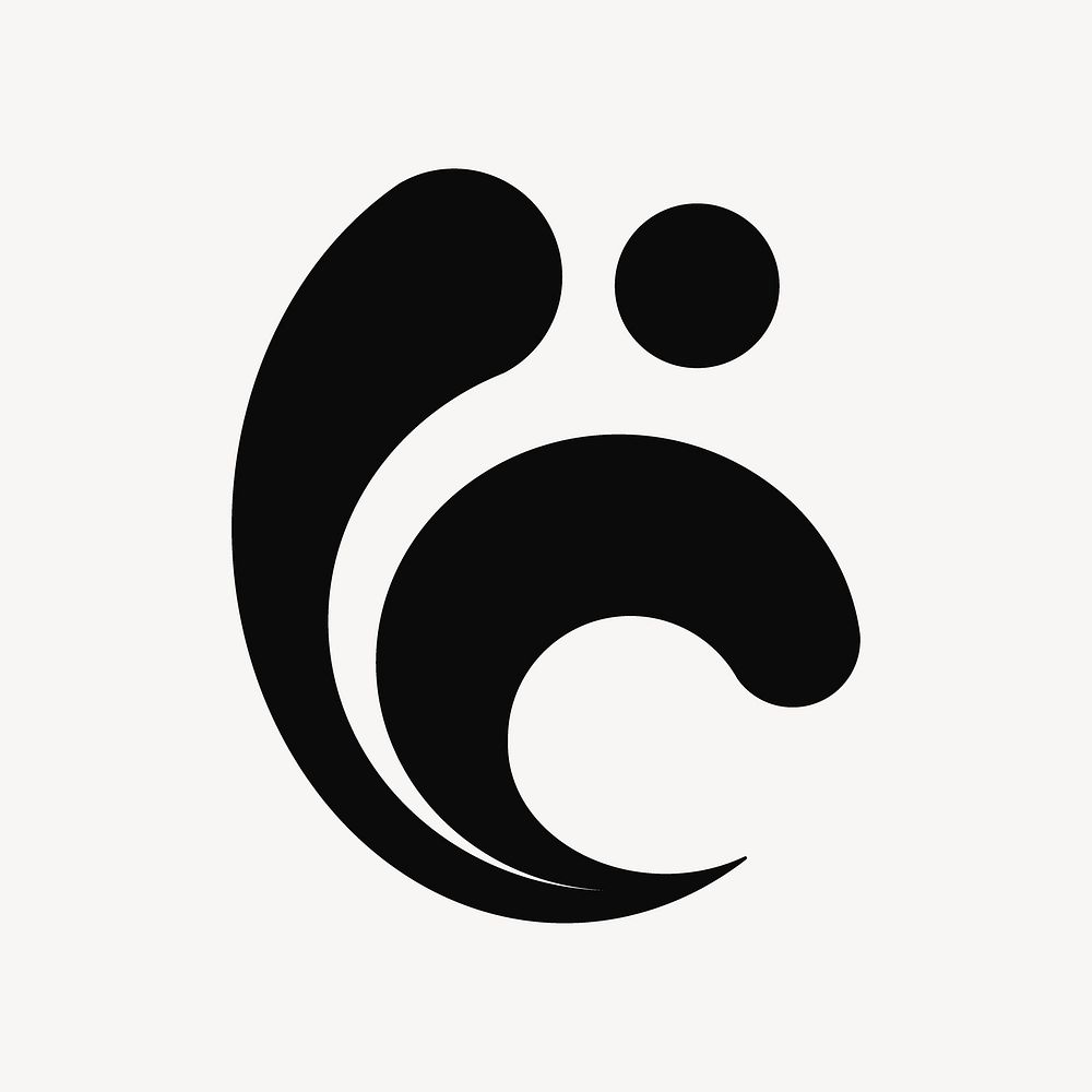 Black wave logo element clipart, simple flat design