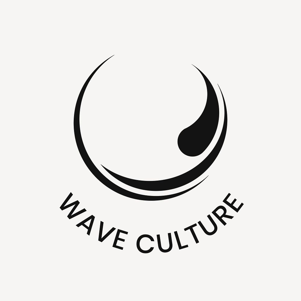 Wave culture business logo template, simple flat design psd