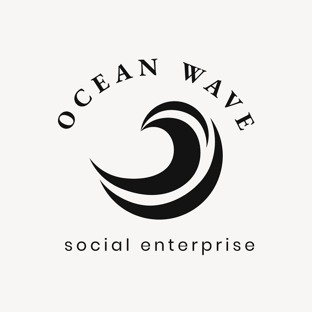Ocean wave logo template, professional simple flat design vector