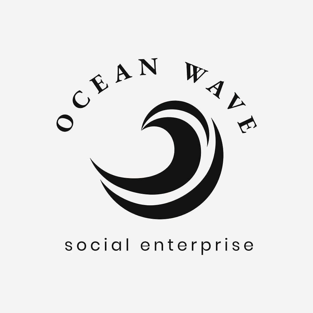 Ocean wave logo template, professional simple flat design psd