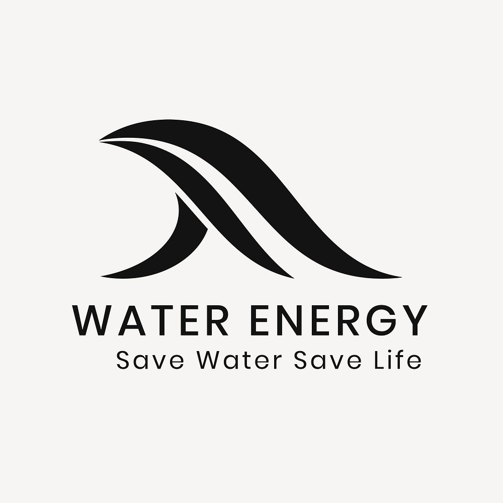 Water energy logo template, environmental business, black design psd