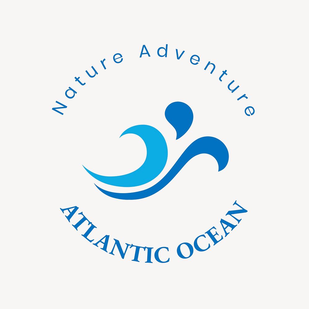 Atlantic ocean logo template, environmental business, blue design psd