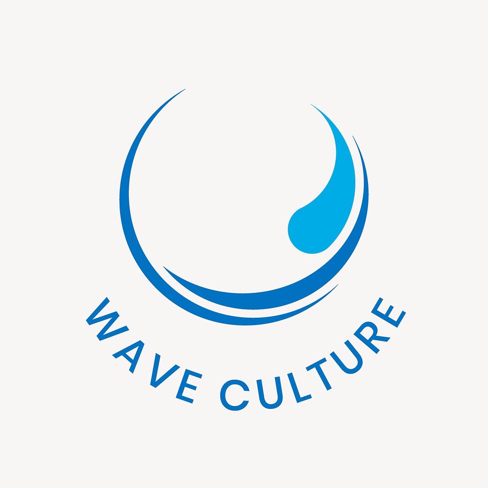Wave culture business logo template, modern flat design vector