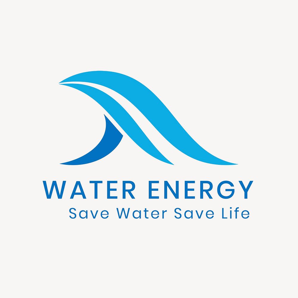 Water energy logo template, environmental business, blue design psd