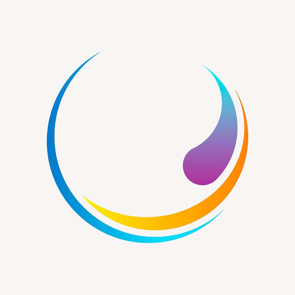 Wave logo element frame, circle colorful gradient graphic