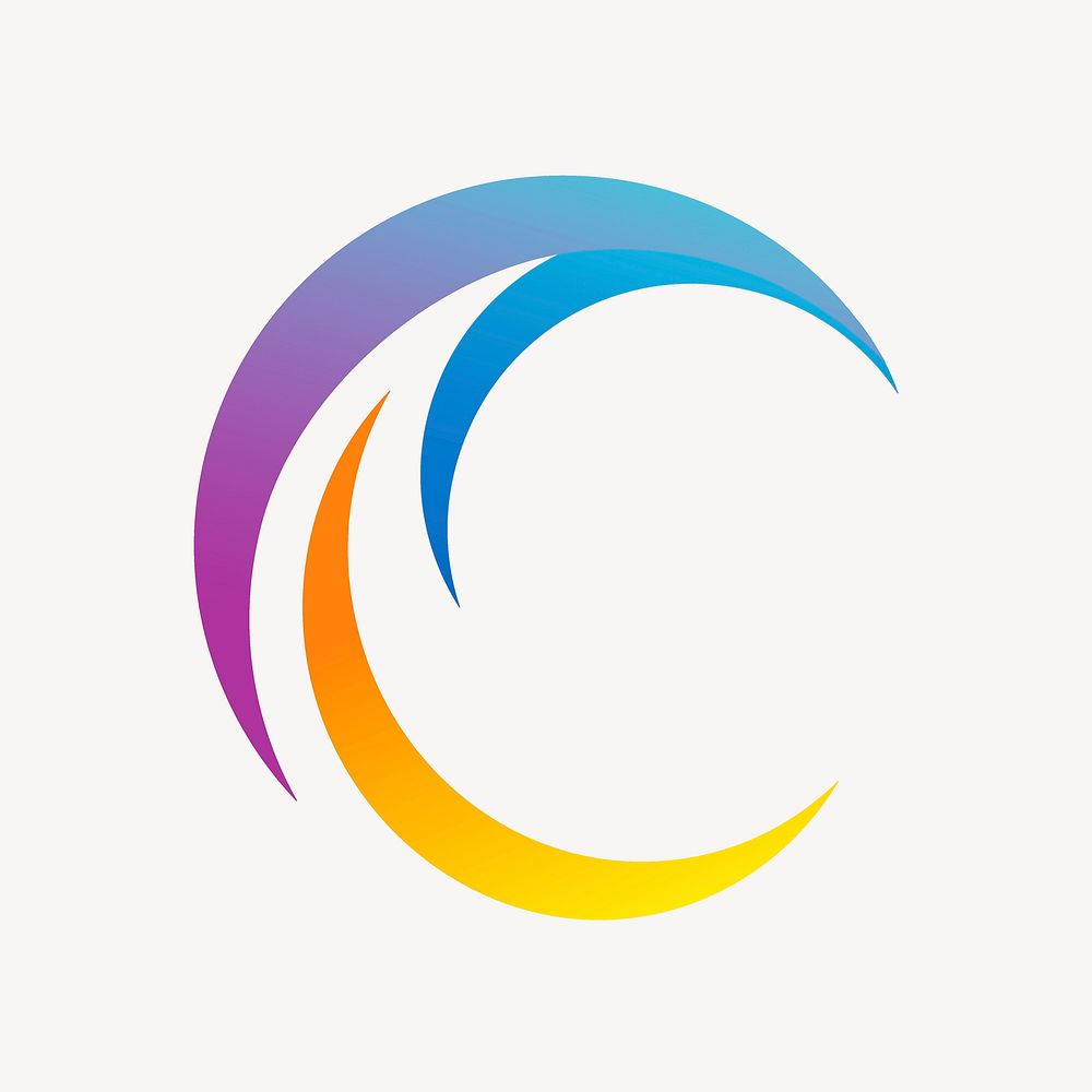 Wave logo element frame, circle colorful gradient graphic