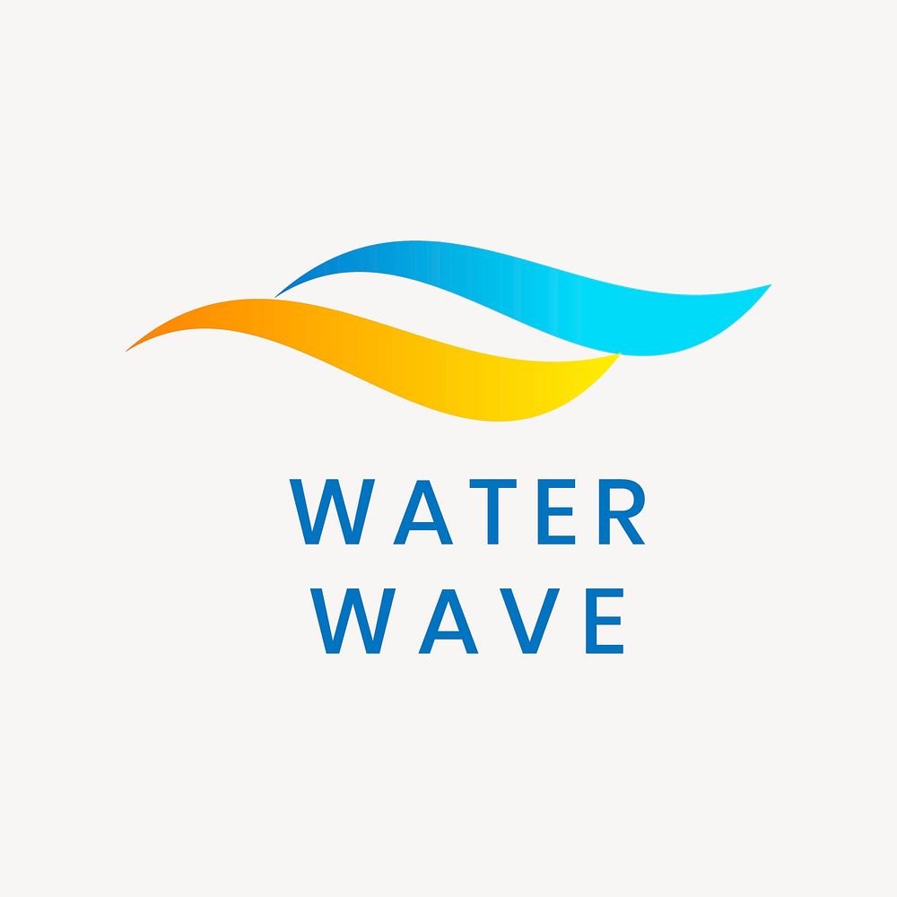 Water wave business logo template, modern gradient design vector