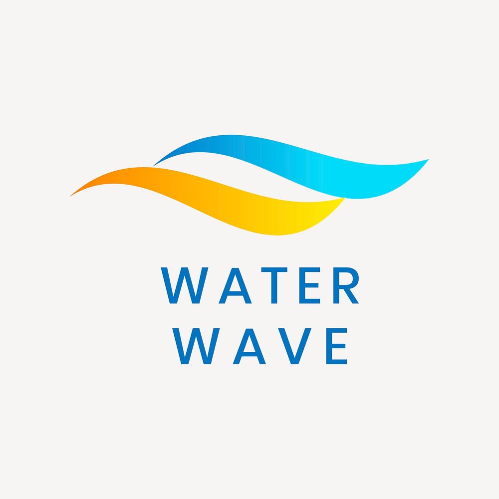 Water wave business logo template, modern gradient design psd