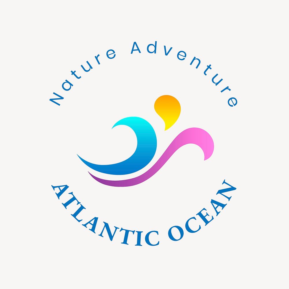 Atlantic ocean logo template, environmental business, gradient design vector