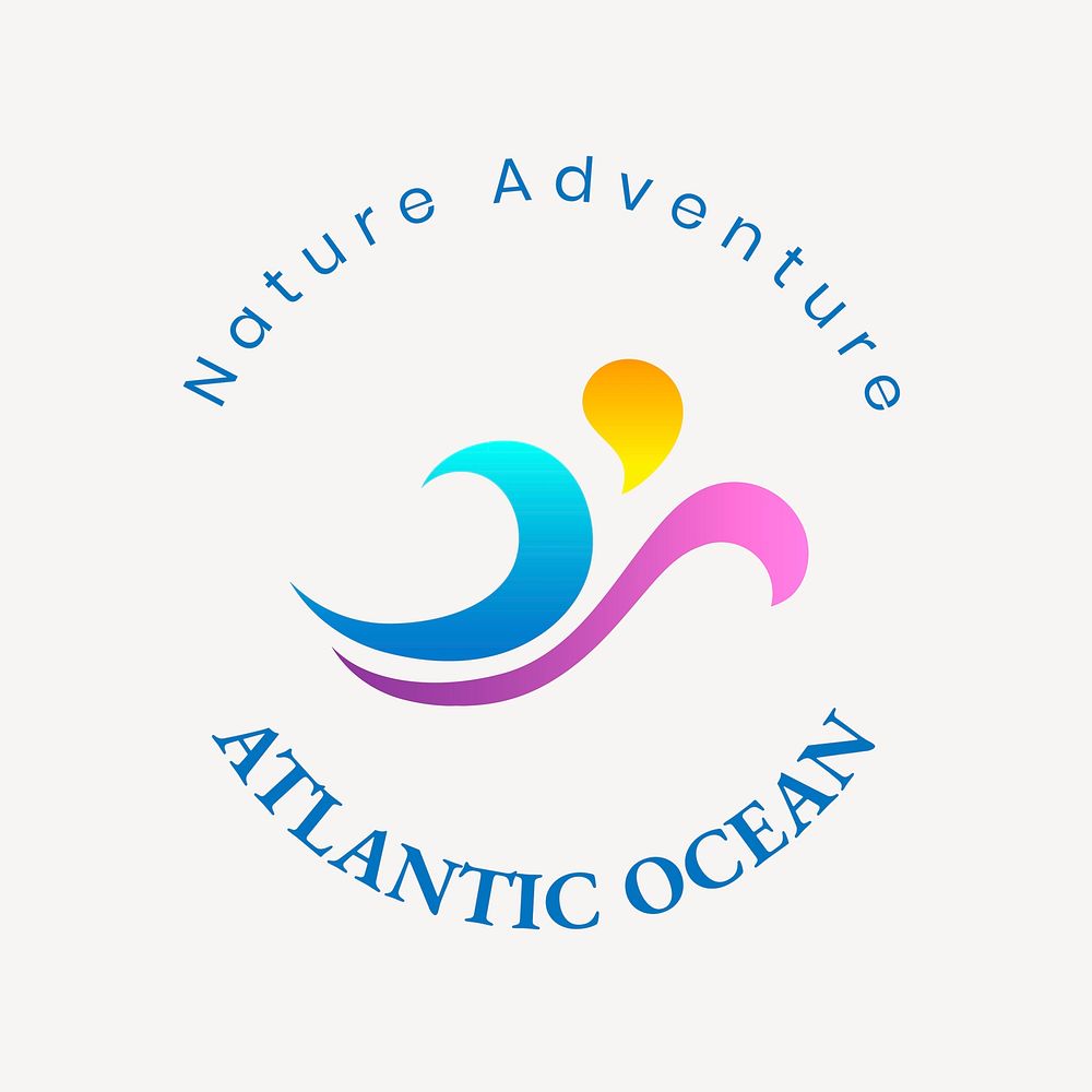 Atlantic ocean logo template, environmental business, gradient design psd