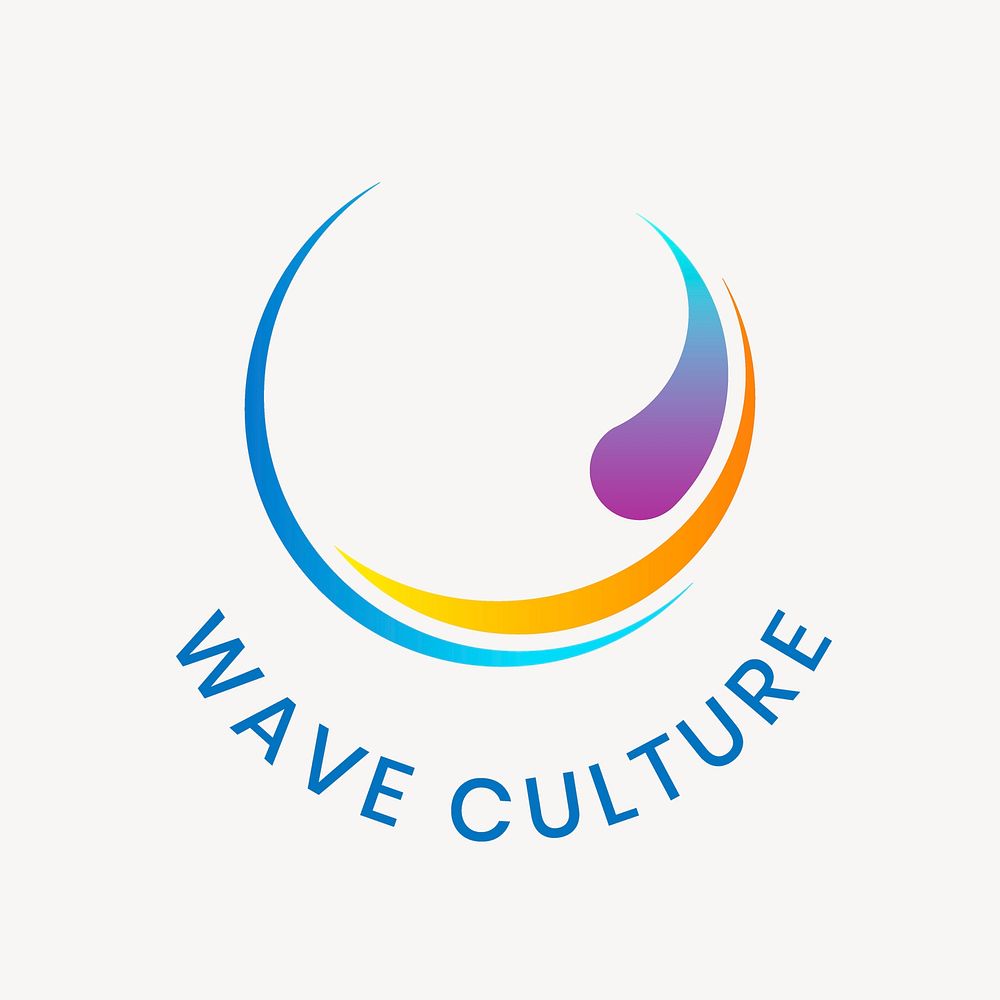 Wave culture business logo template, modern gradient design vector