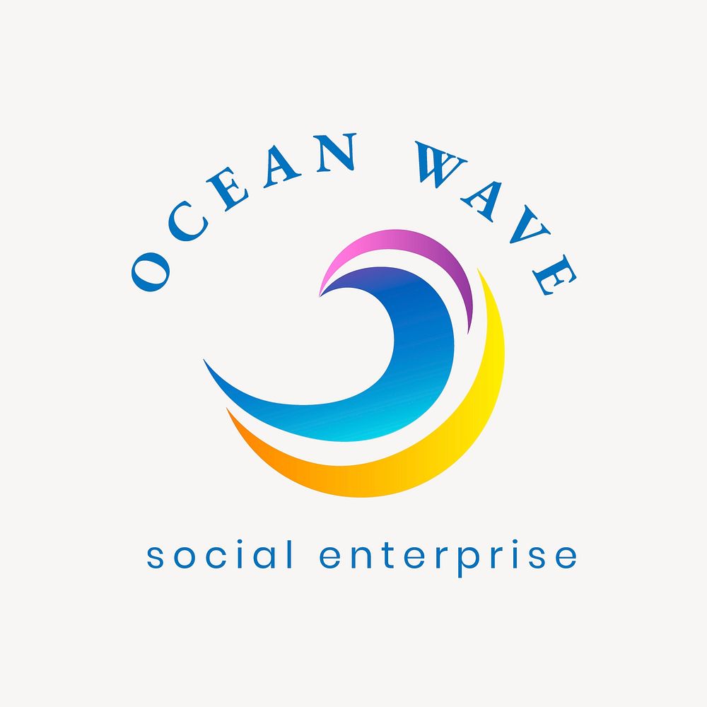 Ocean wave logo template, professional modern gradient design vector