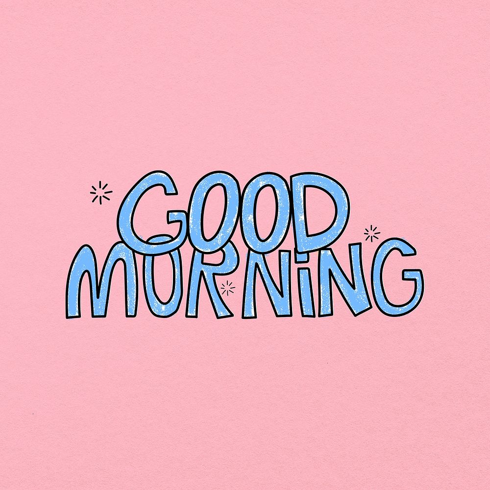 Good morning clipart, cute trending word on pink background 
