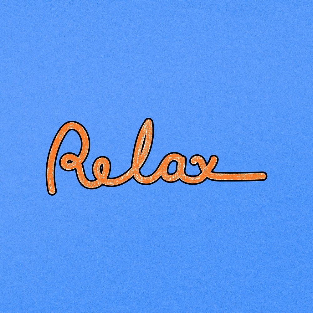 Relax word sticker, cute pastel blue design psd