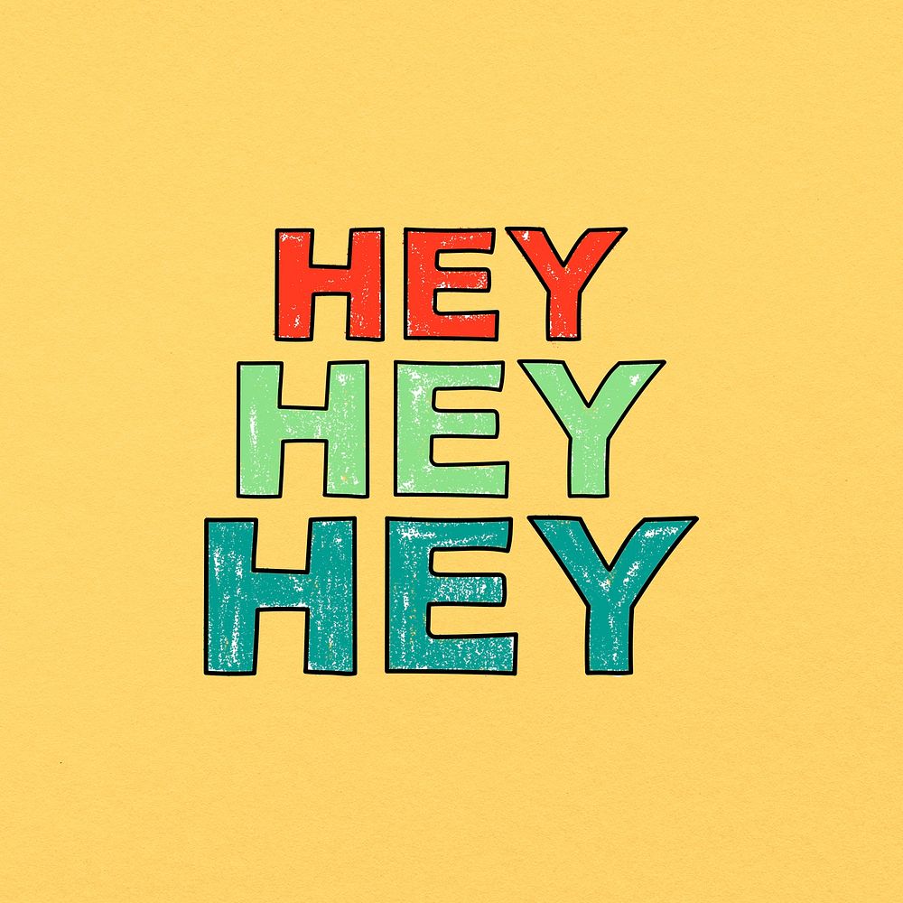 HEY word sticker, cute pastel | PSD - rawpixel