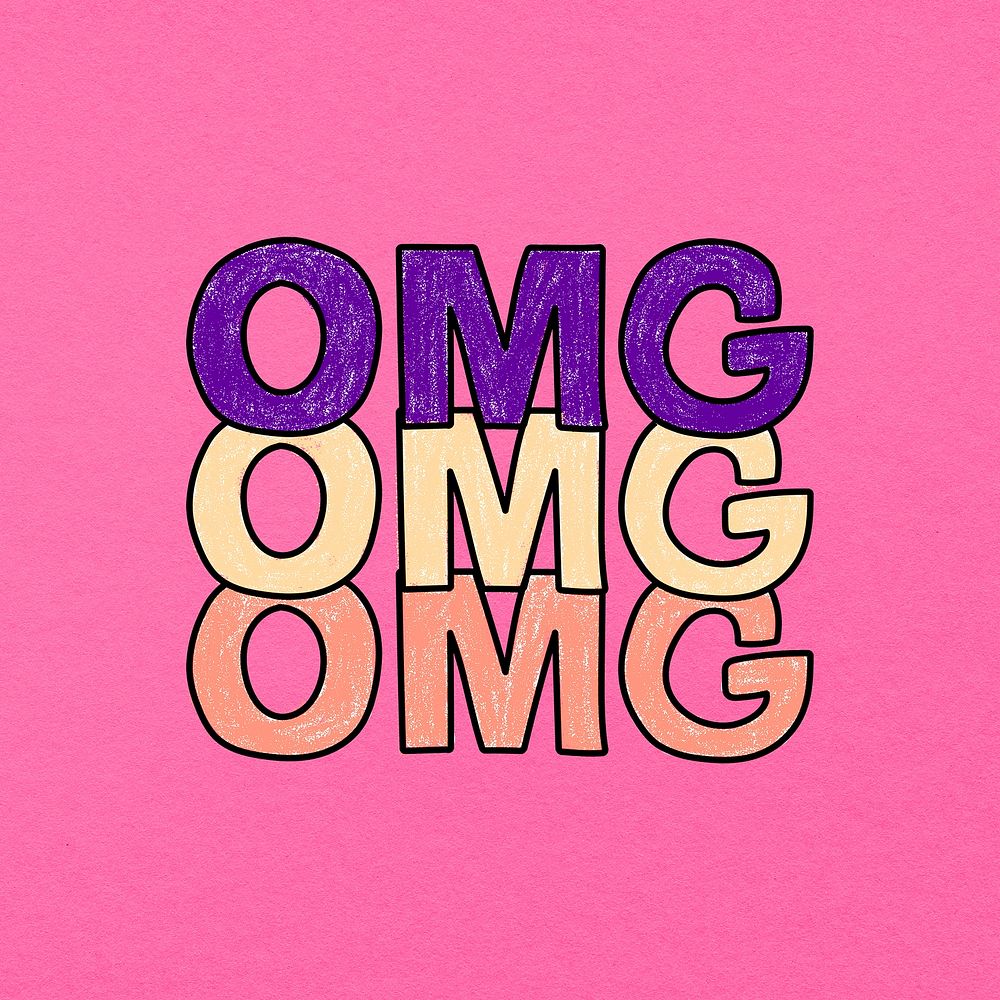 OMG clipart, cute trending word on pink background 
