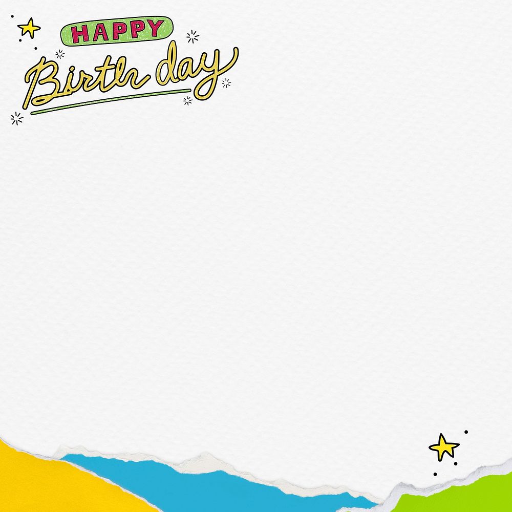 Happy birthday greeting background, ripped paper card design