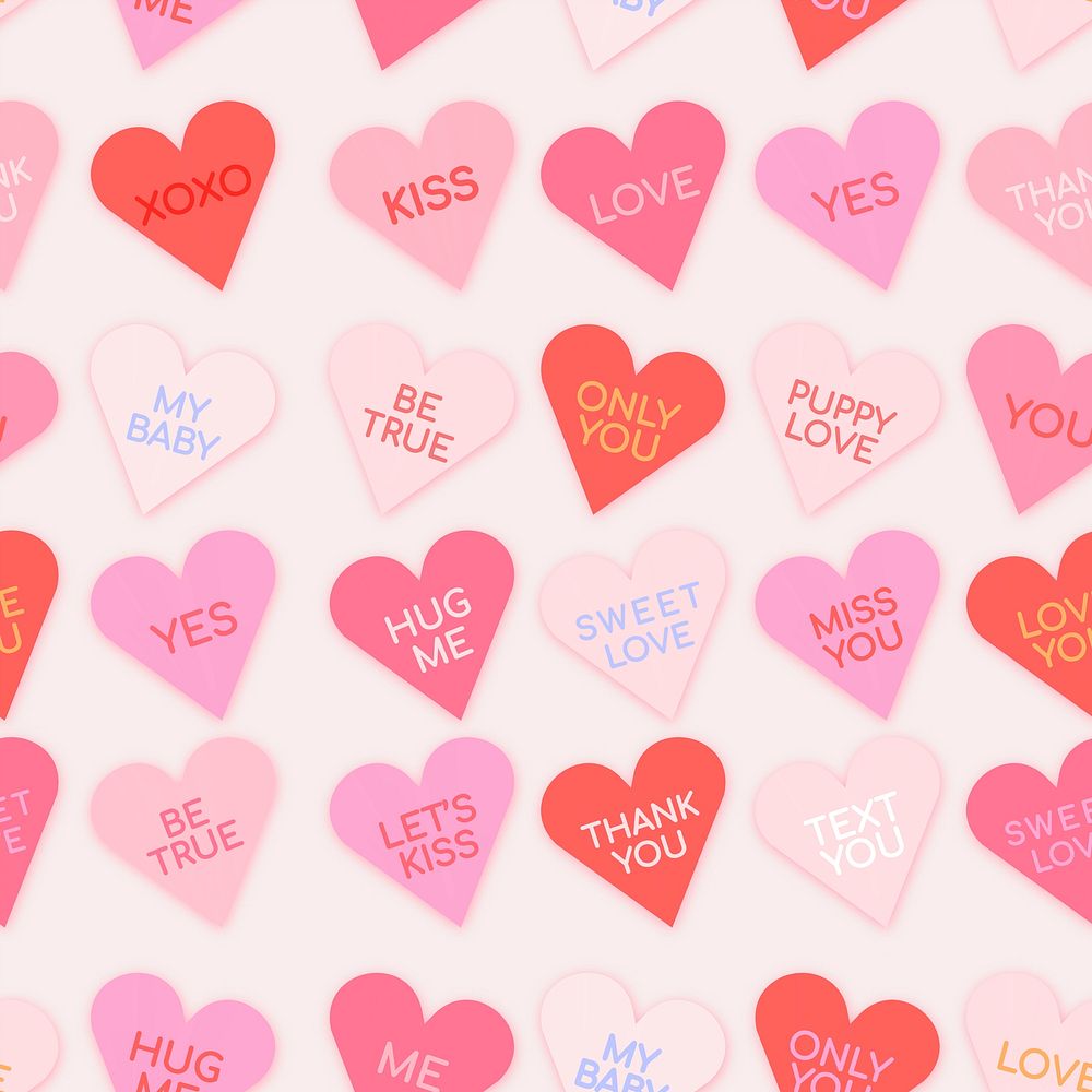 Heart seamless pattern, Valentines colorful background design